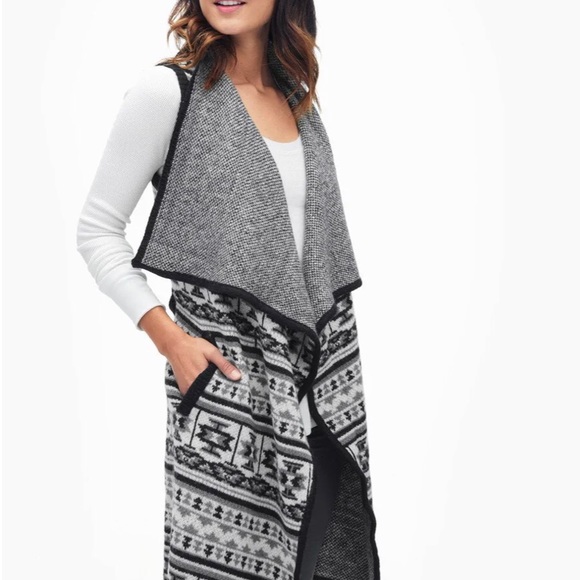 Splendid Open Front Long Line Waterfall Cardigan Sweater Vest - Picture 1 of 15